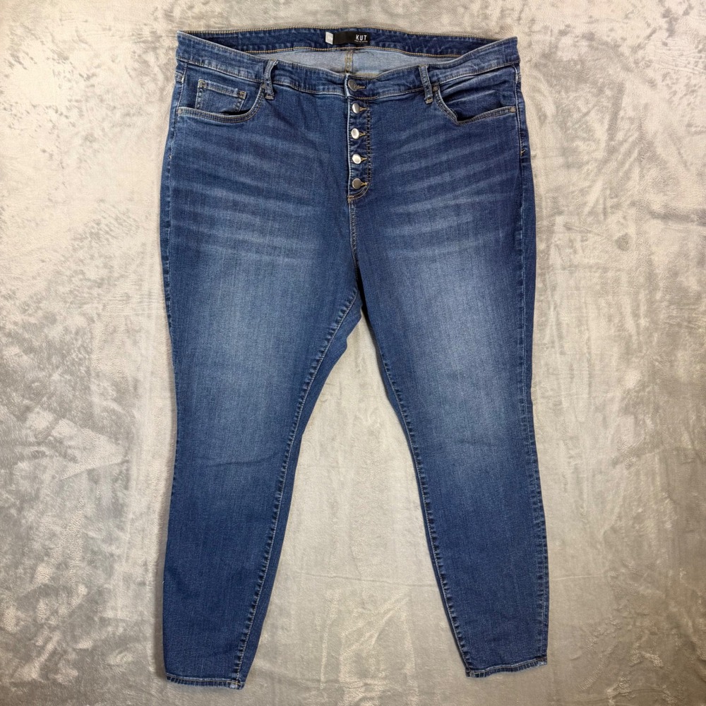 Kut from the Kloth Mia High Rise Skinny Jeans Women's Sz‎ 22W Blue Button Fly